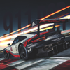 Toile Ford GT40 Gulf Legacy accrochée dans un salon design